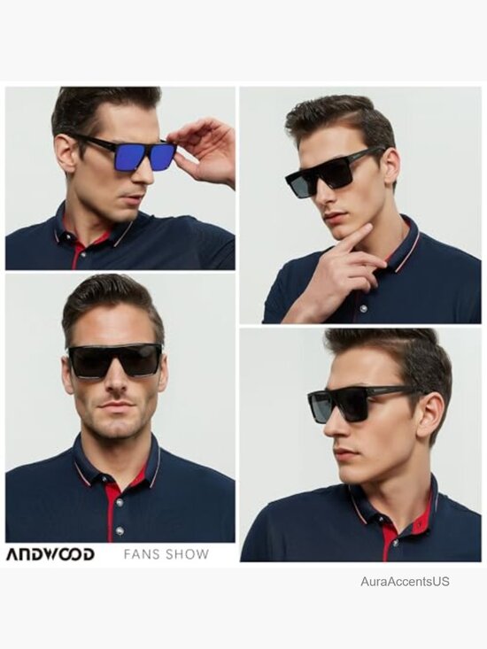 Square Polarized Sunglasses Oversized Flat Top Big Shades UV Protection main image 4